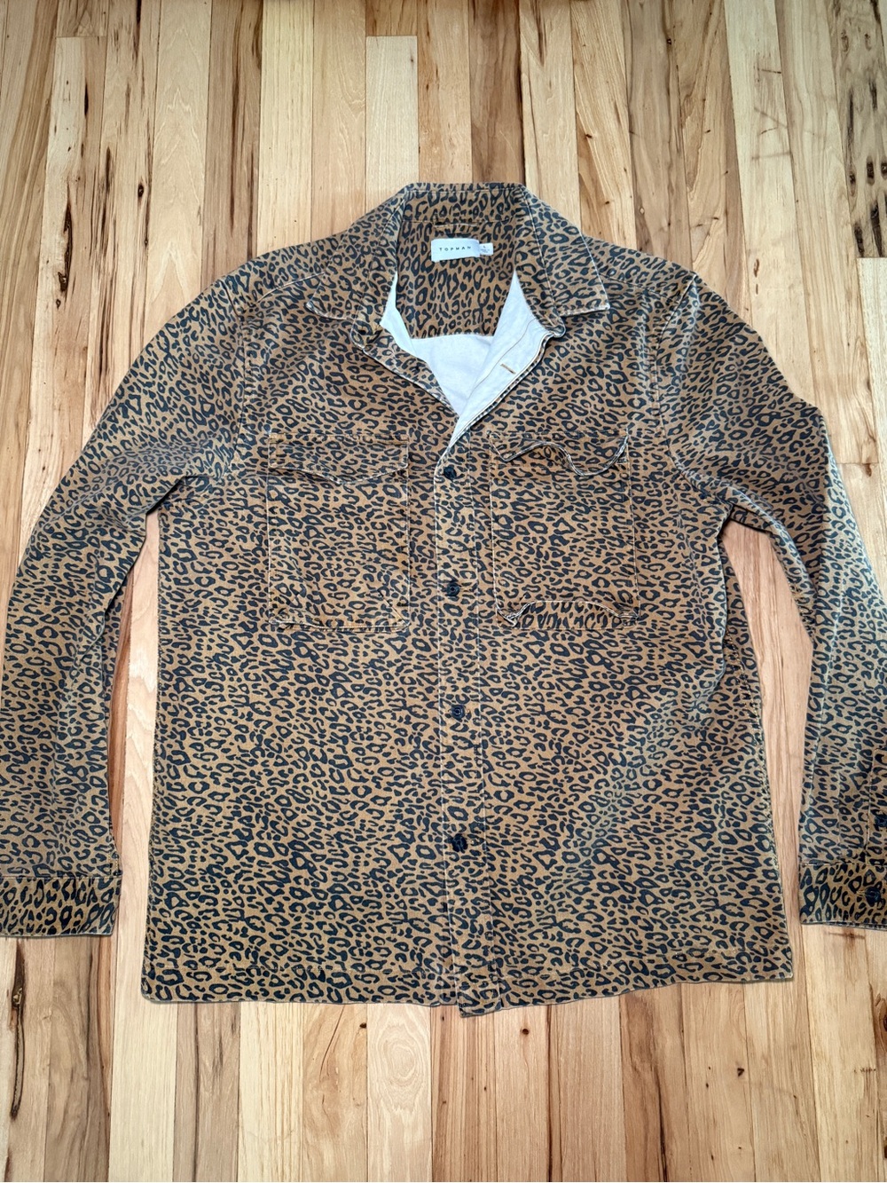 Topman 100% Cotton Leopard Button Up Over Shirt